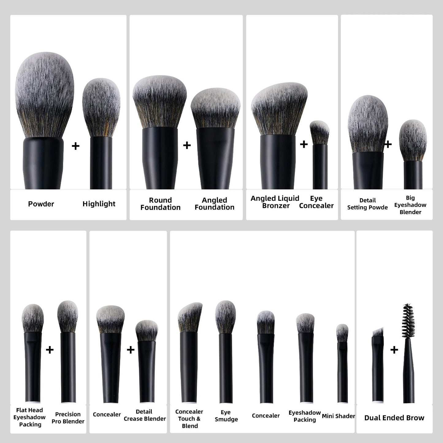 12Pc Makeup Brush Set | Double-Sided Luxury Brushes