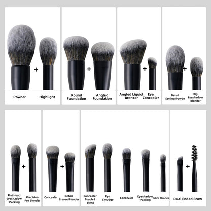 12Pc Makeup Brush Set | Double-Sided Luxury Brushes